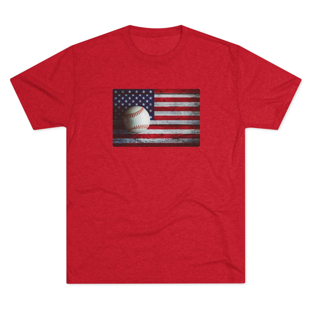 USA FLAG and BASEBALL-Unisex Tri-Blend Crew Tee